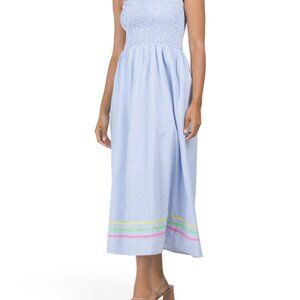 Sail to Sable STS Spaghetti Strap Midi Dress in Marina Stripe, LARGE